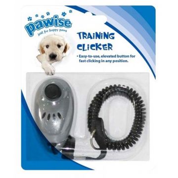 PAWISE Clicker pentru dresajul câinilor, plus cordon elastic şi carabină,7x3,5cm ieftin