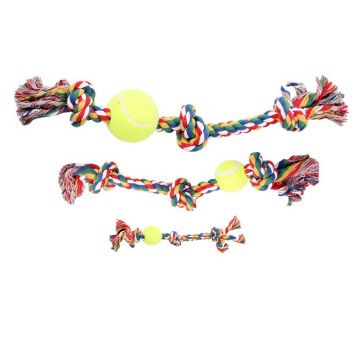 PAWISE Jucărie pentru câini Minge Tenis cu frânghie, 3 noduri de firma originala
