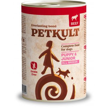 PETKULT Conservă pentru câini JUNIOR, cu Vită 400g