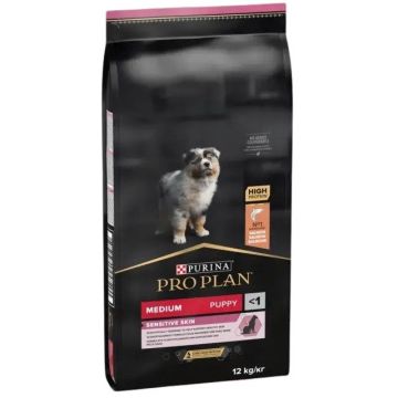 PRO PLAN Hrană uscată SENSITIVE SKIN pt câini Puppy Medium Breed, cu Somon 12kg