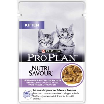 PRO PLAN KITTEN Plic hrană umedă pentru pisici cu Curcan