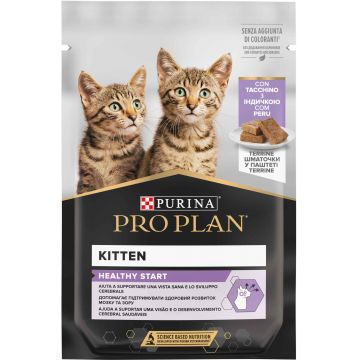 PRO PLAN KITTEN Plic hrană umedă pentru pisici cu Terină şi Curcan 75g