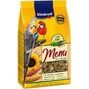 VITAKRAFT Menu VITAL cu Ierburi, Hrană pentru papagali de mărime medie,Nimfe 1kg ieftina