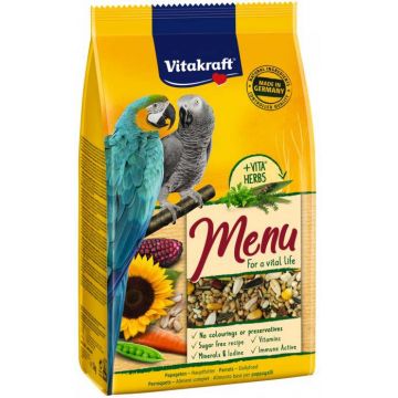 VITAKRAFT Menu VITAL cu Ierburi, Hrană pentru papagali mari 1kg