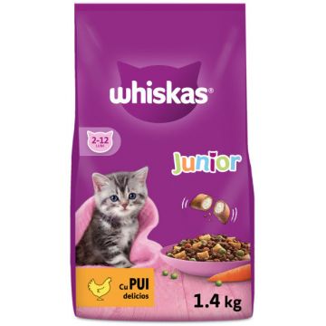 WHISKAS JUNIOR Hrană uscată pentru pisicuţe, cu Pui
