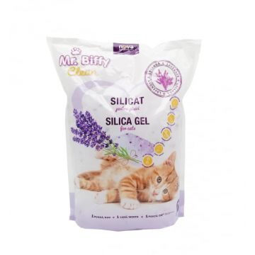 Asternut igienic pentru pisici, Mr. Biffy, Silicat Lavanda, 3.6 L, sl360