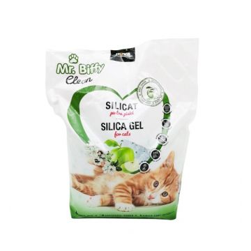Asternut igienic pentru pisici, Mr. Biffy, Silicat mar verde, 7.6 L, sm700 3+1 GRATIS