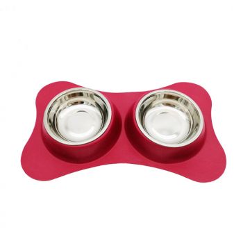 Castron dublu pentru caini, Croci, 2x210 ml, antiderapant, c6059324