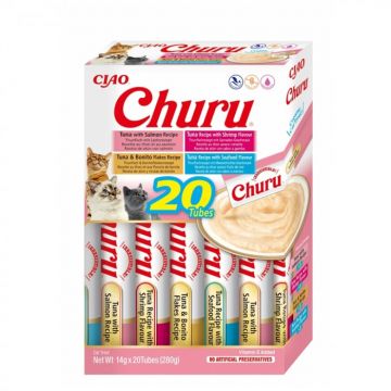 Churu Cat Varieties, Recompense Cremoase pentru pisici cu Fructe de Mare, 20 buc, 280 g