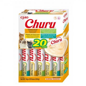 Churu Cat Varieties, Recompense Cremoase pentru pisici cu Pui, 20 buc, 280 g