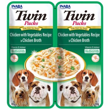 Churu Dog Twin, Pui cu Legume in Aspic din Supa de Pui, 80g (2x40g)