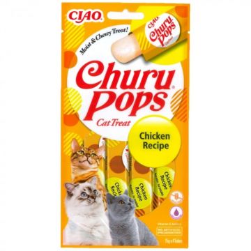 Churu Pops, Recompense Suculente cu Pui pentru pisici, 4x15g