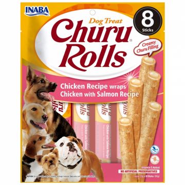 Churu Rolls, Recompense pentru caini cu Pui si Somon, 8x12g