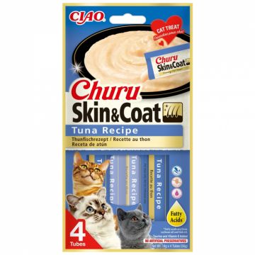 Churu SkinCoat, Recompense Cremoase pentru Pisici cu ton, 4x14g