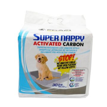 Covorase absorbante pentru caini, Super Nappy, No Yellow Spot, cu carbon activ, 84x57 cm, 30 buc, c6028173 de firma original