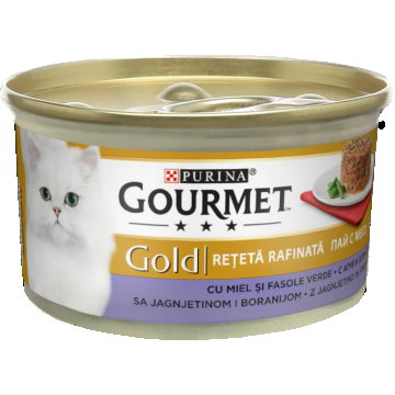 GOURMET GOLD Savoury Cake cu Miel si Fasole verde, hrana umeda pentru pisici, 85 g ieftina