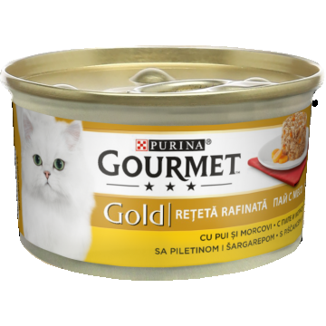GOURMET GOLD Savoury Cake cu Pui si Morcov, hrana umeda pentru pisici, 85 g ieftina