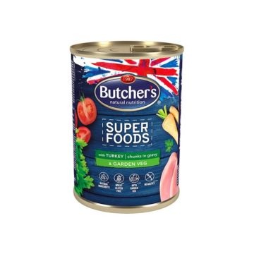 Hrana umeda pentru caini, Butcher s Superfood, Curcan si Legume in sos, 400g, cod 1098