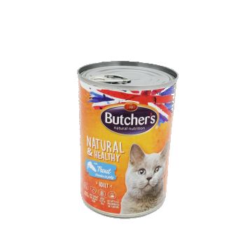 Hrana umeda pentru pisici Butcher s, NaturalHealty, cu Pastrav, 400g, cod 1134