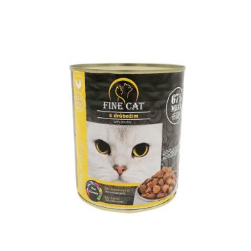 Hrana umeda pentru pisici, Fine Cat, cu pui, 830 g