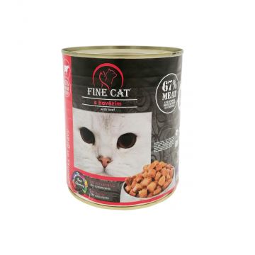 Hrana umeda pentru pisici, Fine Cat, cu vita, 830 g