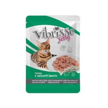 Hrana umeda pentru pisici Vibrisse, Ton si Peste Alb in Aspic de firma originala