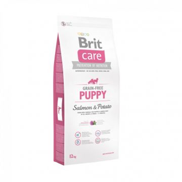 Hrana uscata pentru caini Brit Care, Grain-free, Puppy, Somon Cartof, 12Kg