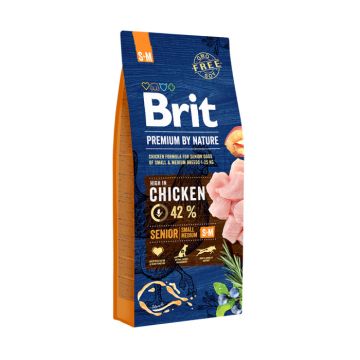 Hrana uscata pentru caini Brit Premium, Senior S M, 15 Kg de firma originala