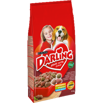 Hrana uscata pentru caini Purina Darling Adult, Vita, pui si legume, 15kg