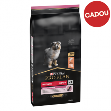 Hrana uscata pentru caini Purina Pro Plan Medium Puppy, Somon, Piele Sensibila, 12kg