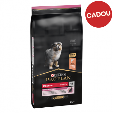 Hrana uscata pentru caini Purina PRO PLAN Medium Puppy, Somon, Piele Sensibila, 12kg ieftina