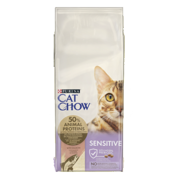 Hrana uscata pentru pisici Purina Cat Chow Sensitive, Somon, 15kg