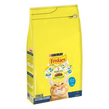 Hrana uscata pentru pisici Purina Friskies Sterilized Adult, Somon si Legume, 10kg ieftina