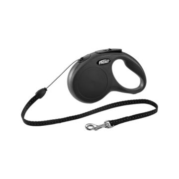 Lesa retractabila pentru caini Flexi Classic, M, 5m, cu snur, negru