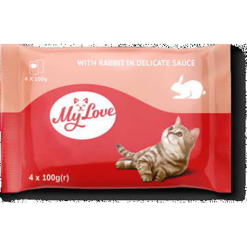 My Love Hrana umeda pisici - Iepure in sos, set 4 0,1kg ieftina