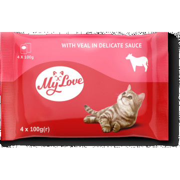 My Love Hrana umeda pisici - Vita in sos, set 4 0,1kg ieftina