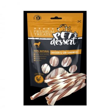 Pet s Desert, Recompense pentru caini, Dog ChickenCod Sandwich LSC-42, 80 g