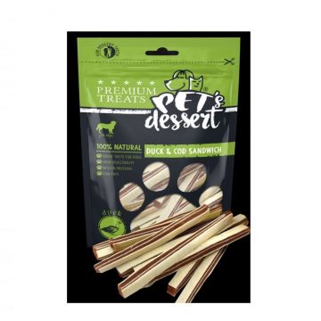 Pet s Desert, Recompense pentru caini, Dog DuckCod Sandwich LSD-14, 80 g