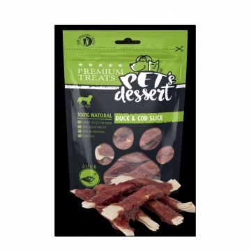 Pet s Desert, Recompense pentru caini, Dog DuckCod Slice LSD-12, 80g