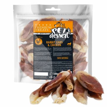 Pet s Desert, Recompense pentru caini, Dog Rabbit EarsChicken LSR-04(2), 500g de firma originala