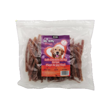 Recompense pentru caini Mr. Biffy, fasii piept de pui soft, 500g