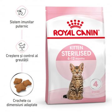Royal Canin Kitten Sterilised hrana uscata pisica sterilizata junior, 2 kg ieftina