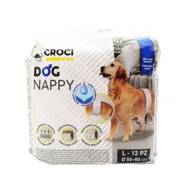 Scutece pentru caini, Croci Dog Nappy, pentru masculi, L, 50-60 cm, c6028997