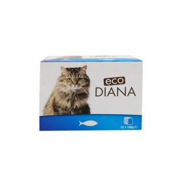 Set hrana umeda pentru pisici, Eco Diana, cu peste, 12x100 g, 300801