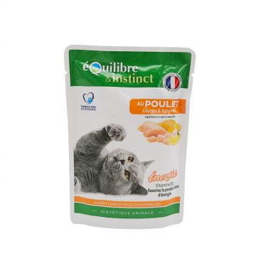 Set hrana umeda pentru pisici, EquilibreInstinct, Energie, cu pui, dovlecei si citrice, pentru pisici sterilizate,12 x 85 g