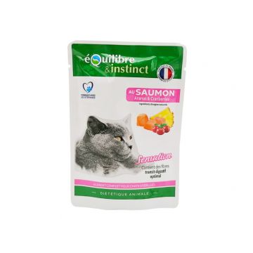 Set hrana umeda pentru pisici, EquilibreInstinct, Sensation, cu somon, ananas si afine, pentru pisici sterilizate,12 x 85 g