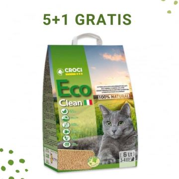 Asternut igienic vegetal pentru pisici Eco Clean, 6L, 5+1 GRATIS