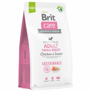 Brit Care Dog Sustainable Adult Small Breed, cu Pui si insecte, 7 kg