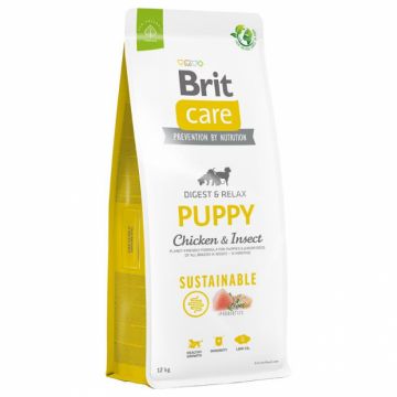 Brit care dog sustainable puppy, pui si insecte, 12 kg