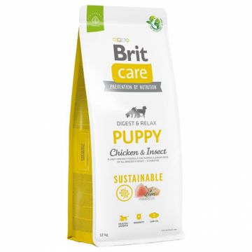 Brit care dog sustainable puppy, pui si insecte, 12 kg